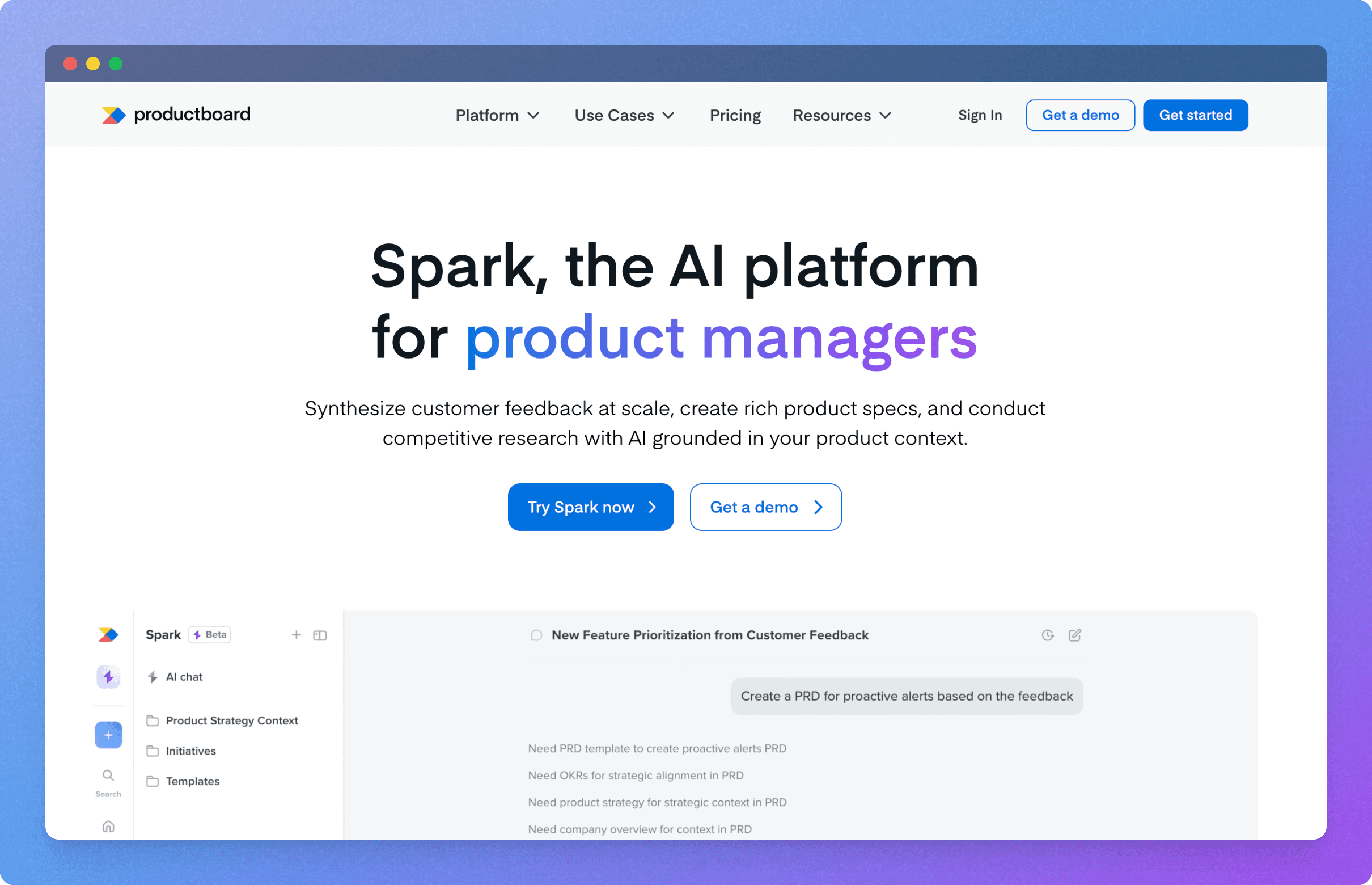 productboard homepage - ai product manager platform